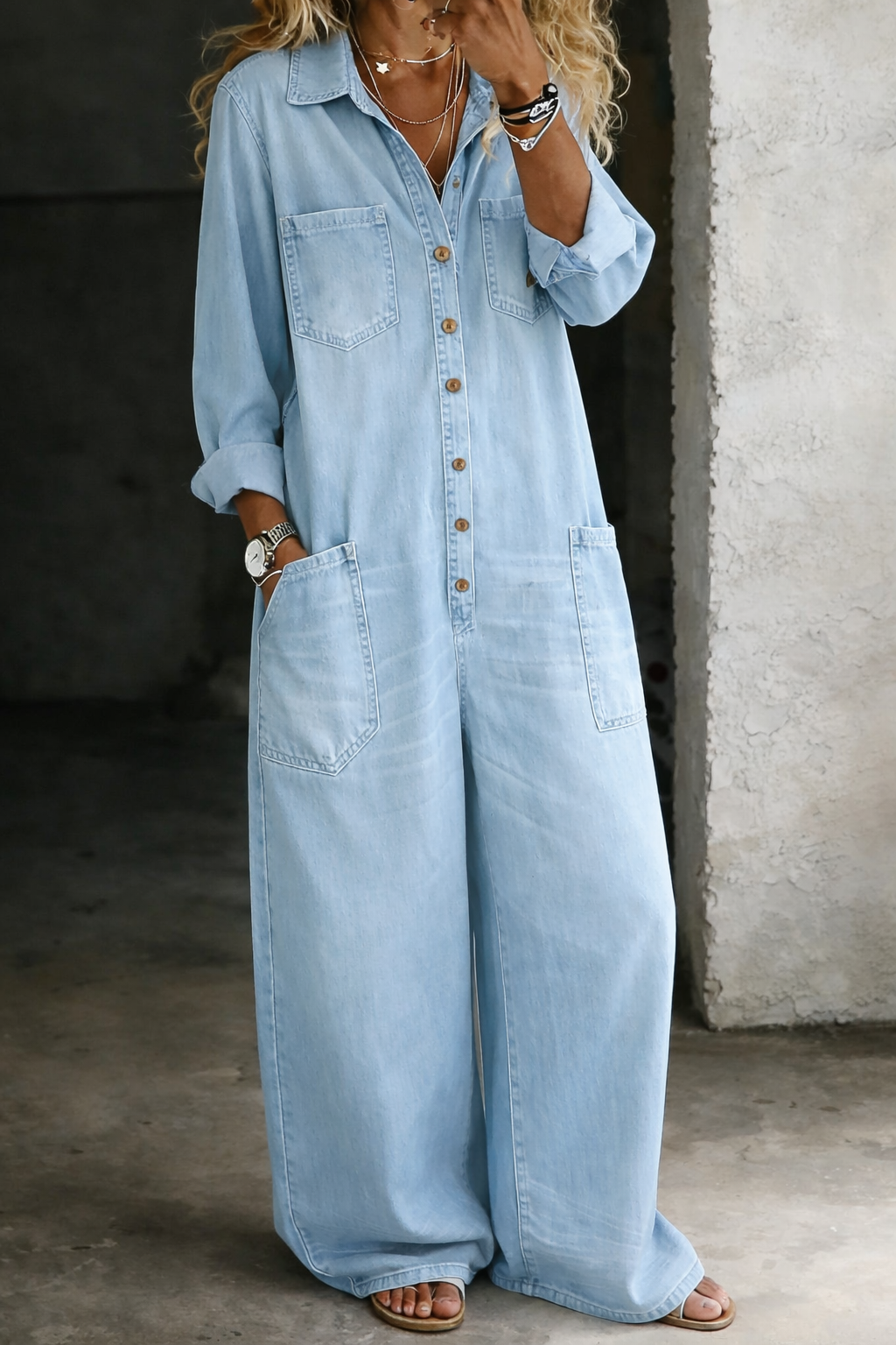 Thalassa - Casual Denim Jumpsuit