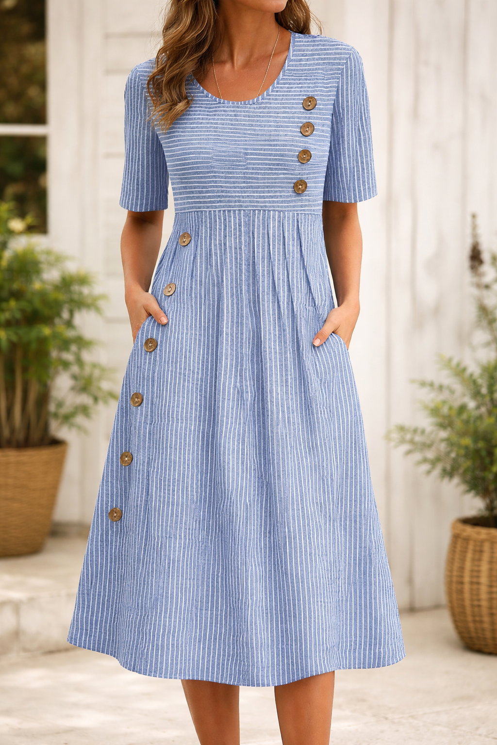Maelissa - Refined Striped Midi Dress