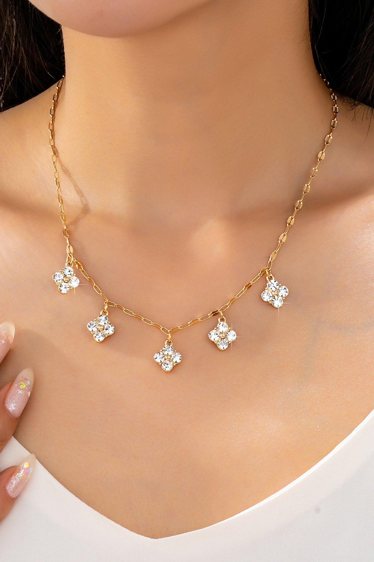 Crystal Quatrefoil Clover Necklace