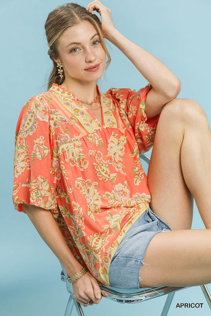 UMGEE Apricot Floral Top