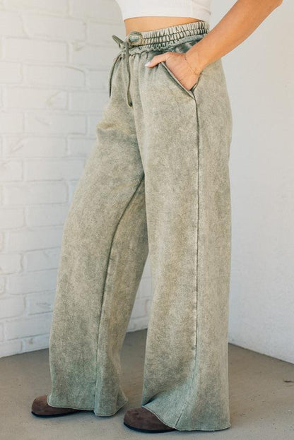 Mineral Wash Full Length Lounge Pant Light Olive