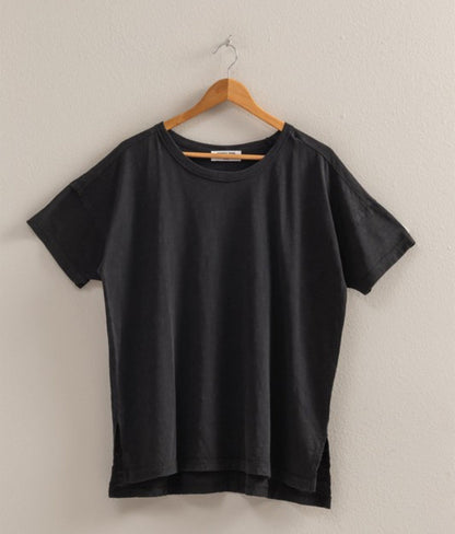 Relaxed Washed Cotton Classic Tee Black
