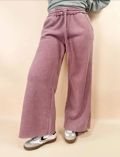 Mineral Wash Full Length Lounge Pant Rose