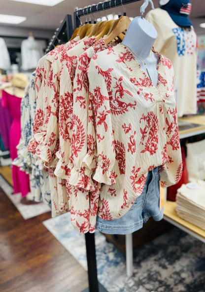 UMGEE Paris Paisley Top Red Mix