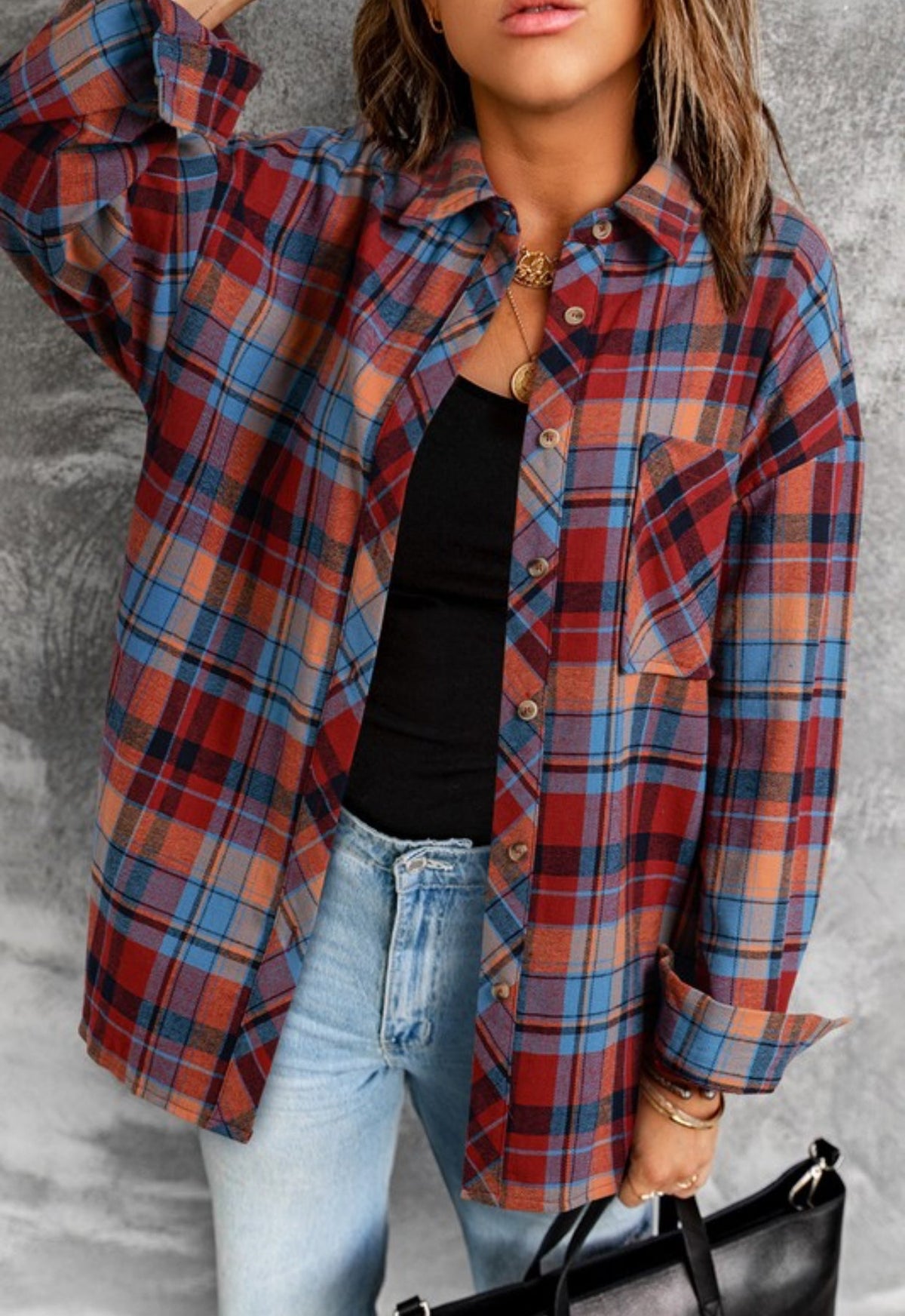 Boston Red Plaid Flannel Button Down
