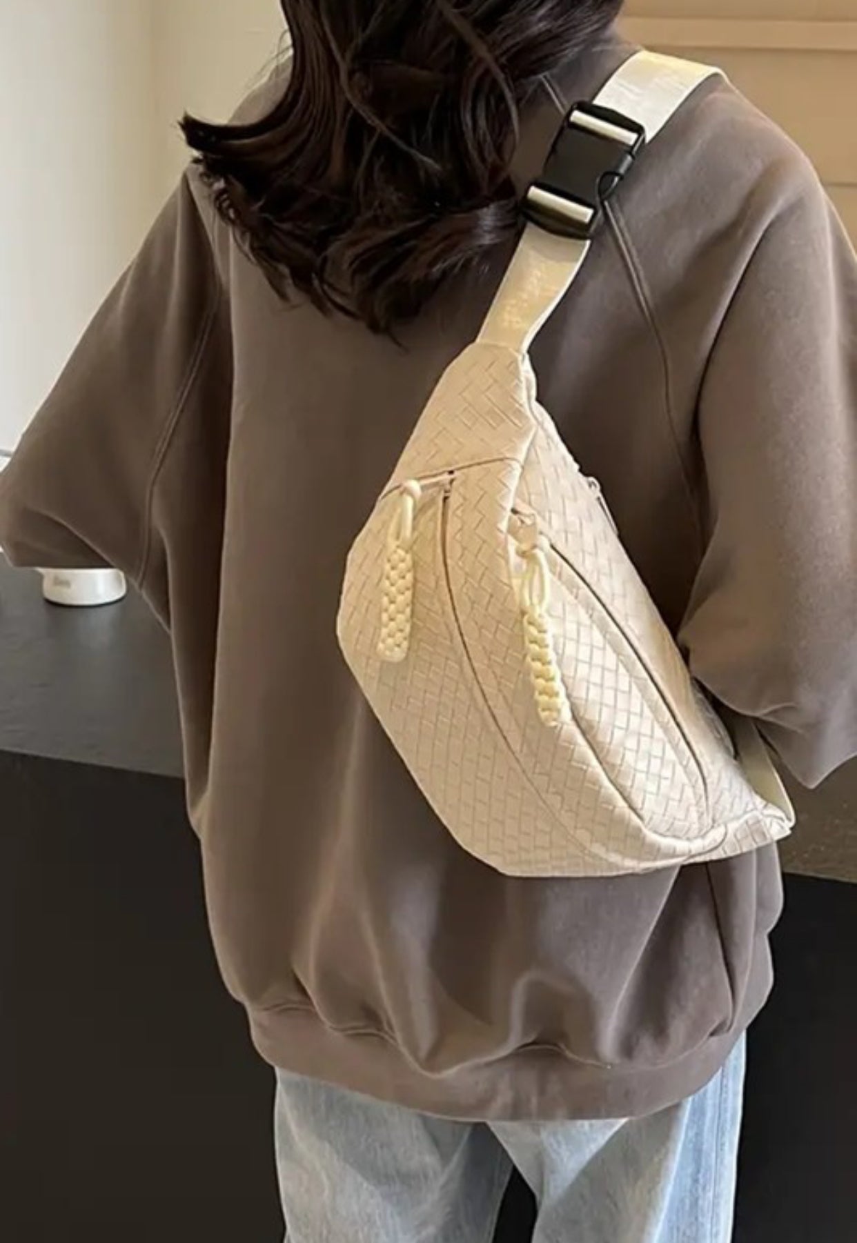 Atlas Woven Vegan Leather Crossbody Bag