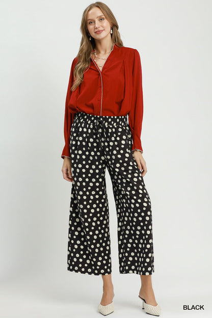UMGEE Polka Dot Wide Leg Pant Black