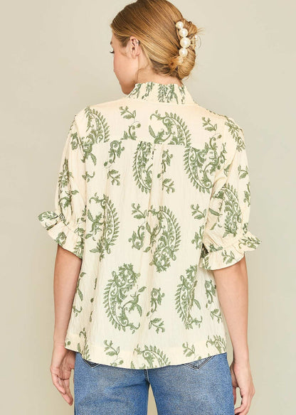 UMGEE Paris Paisley Top Green Mix