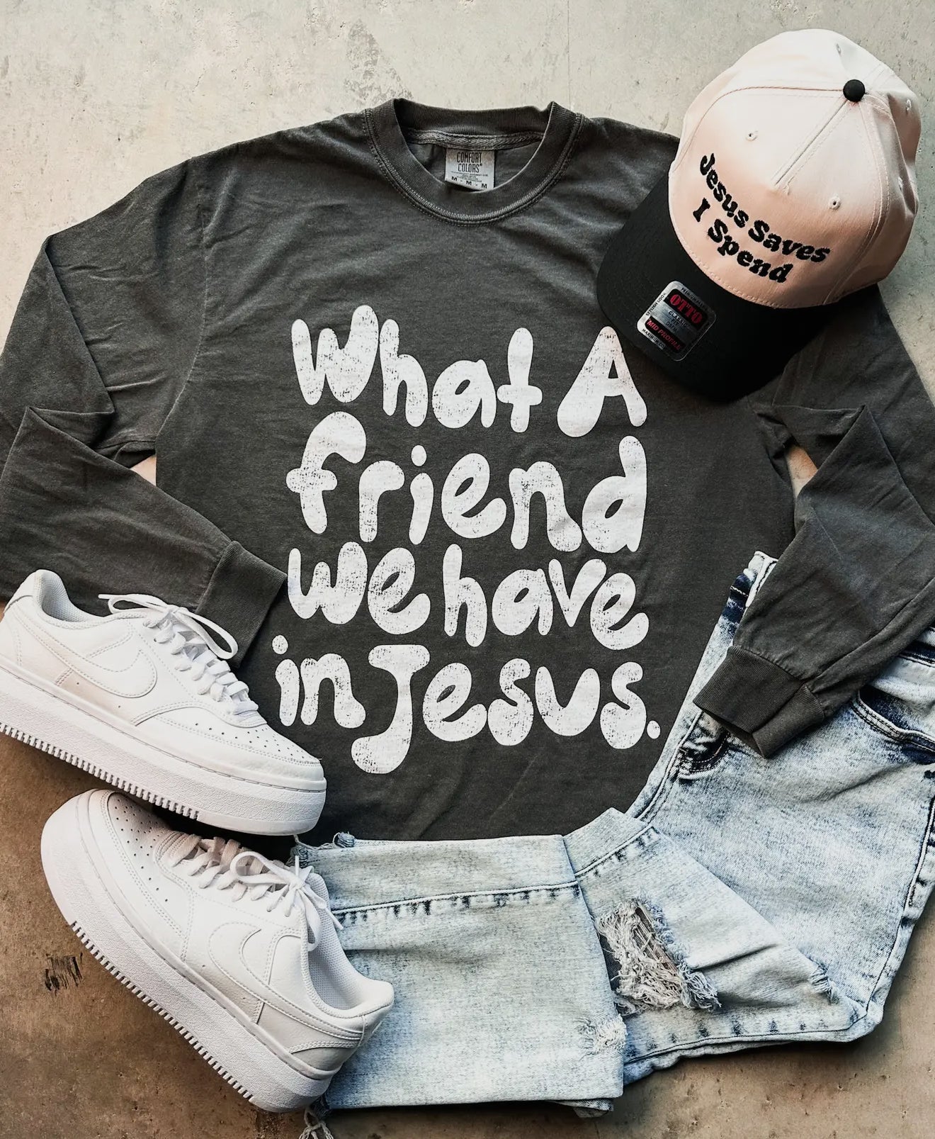 Comfort Colors Long Sleeve Friend In Jesus Tee