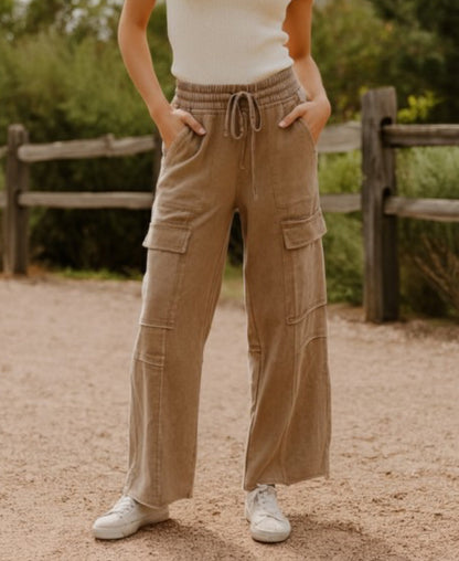 Mineral Washed Cargo Pant Mocha