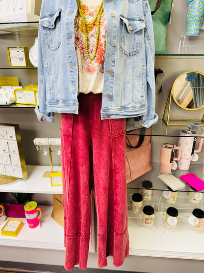 Mineral Washed Everyday Pant Dark Red