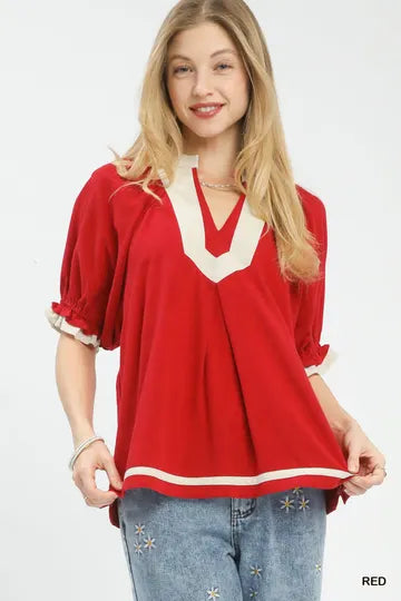 UMGEE Red Contrast Top