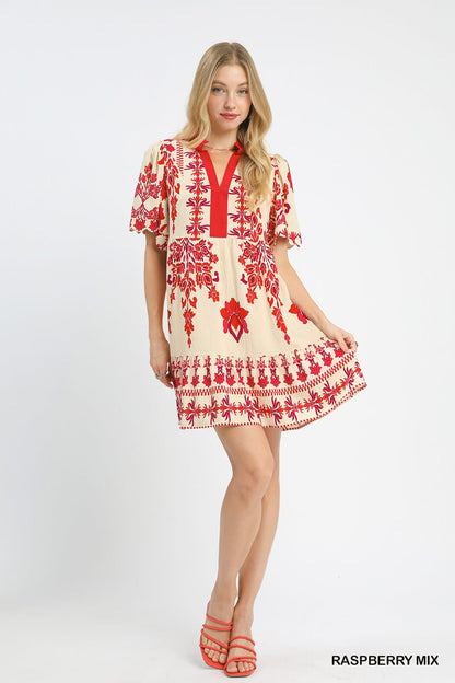 UMGEE Raspberry Floral Print Dress