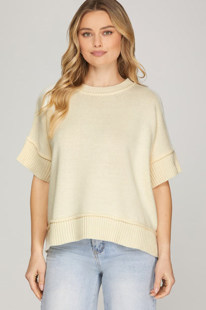 Cream Classic Crew Neck Sweater Top