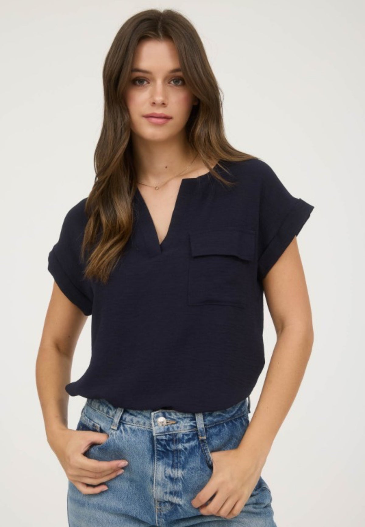 Solid Back Button Top Dark Blue