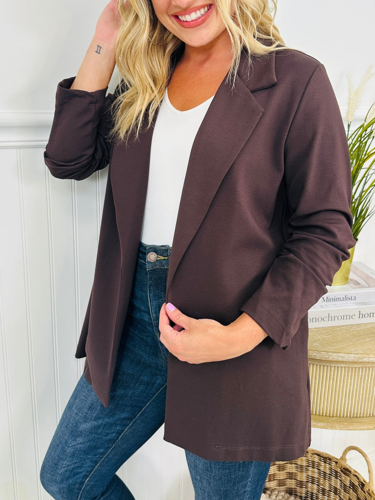 Classic Solid Blazer Chocolate