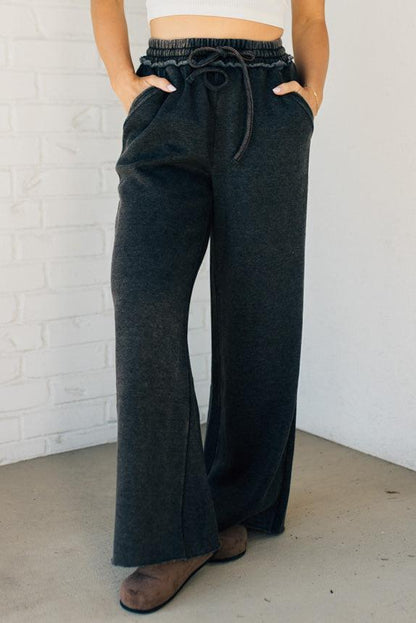 Mineral Wash Full Length Lounge Pant Black