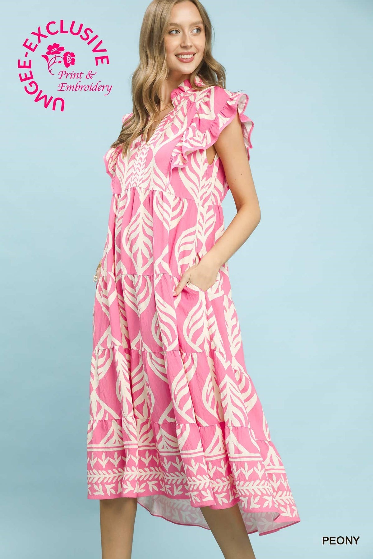 UMGEE Pink Peony Print Dress