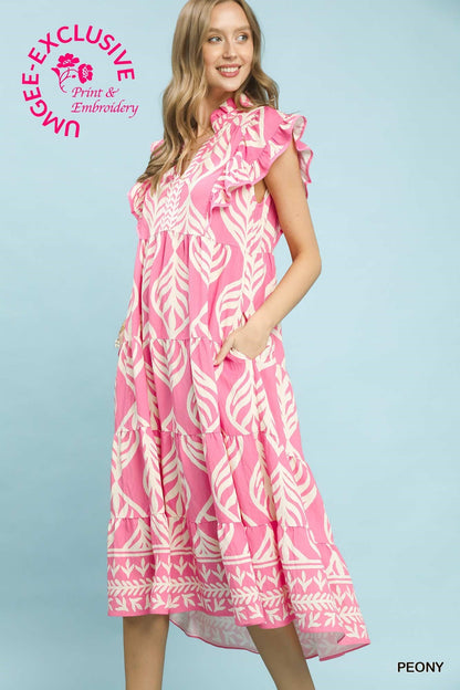 UMGEE Pink Peony Print Dress