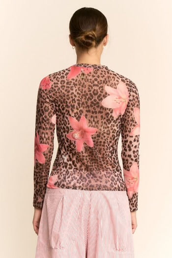 Leopard Floral Mesh Top