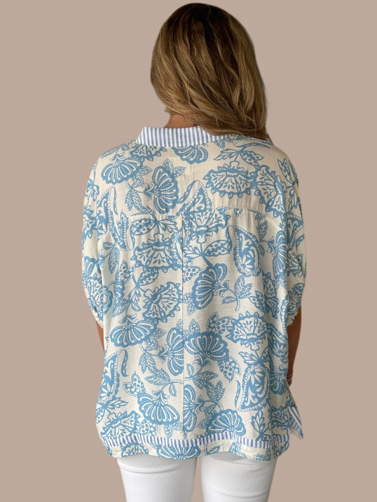 UMGEE Botanical Contrast Top Blue Mix