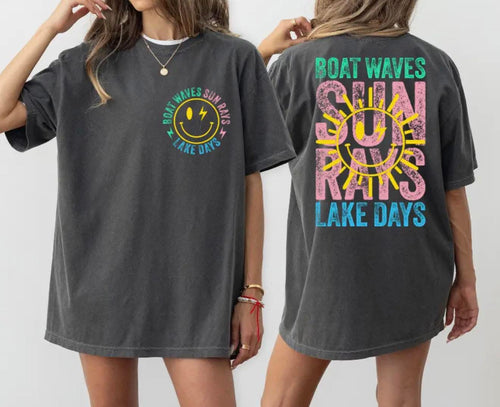 Boat Waves Sun Rays Lake Days Tee