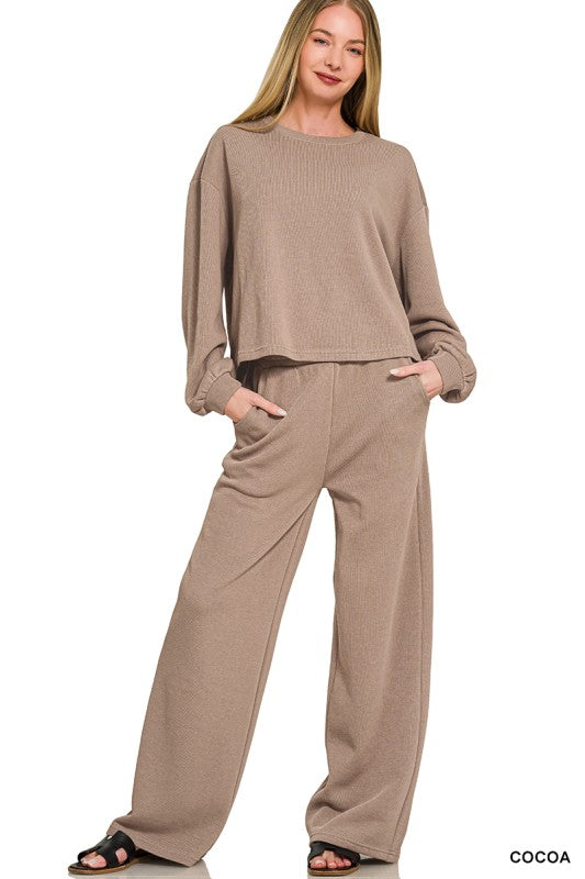 French Ribbed 2PC Set Cocoa