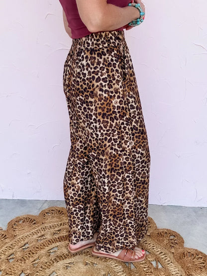 UMGEE Leopard Wide Leg Pant Latte