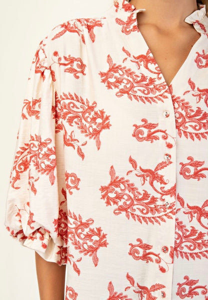Raspberry Mix Button Down Top