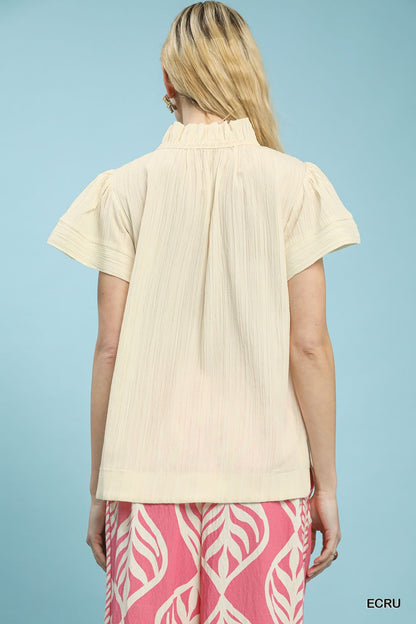 UMGEE Flutter Sleeve Top Ecru Neutral