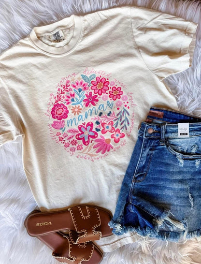 Comfort Colors Cream Mama Floral Tee