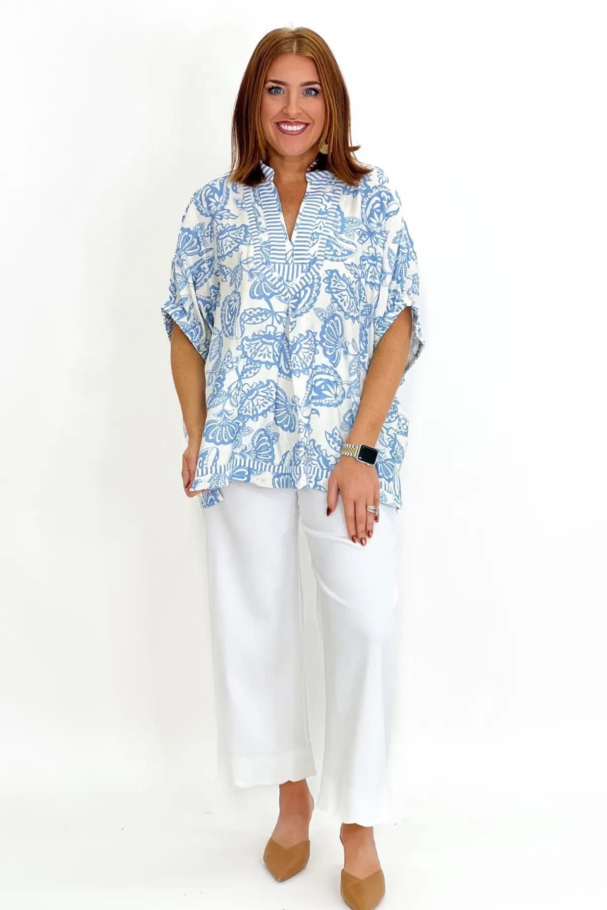 UMGEE Botanical Contrast Top Blue Mix