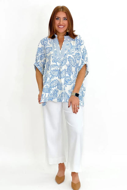 UMGEE Botanical Contrast Top Blue Mix