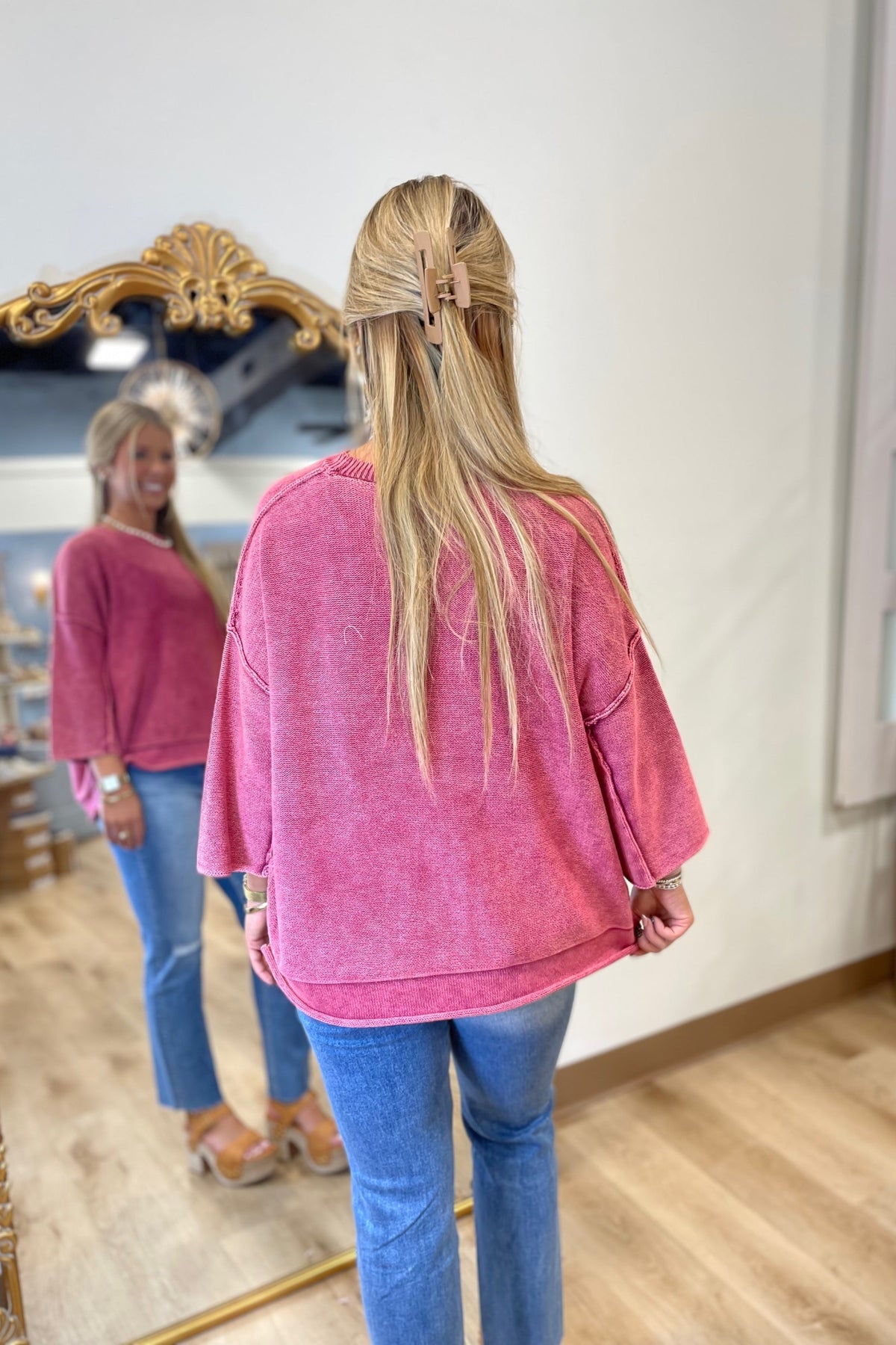 Breezy Knit Top Berry