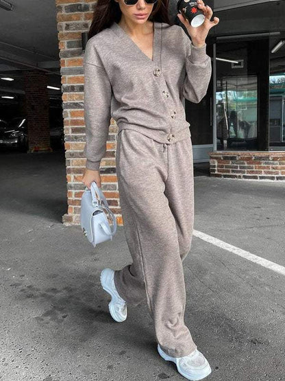 Sorya - Soft-Touch Knit Cardigan & Trousers Set