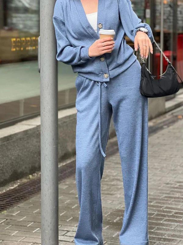 Sorya - Soft-Touch Knit Cardigan & Trousers Set