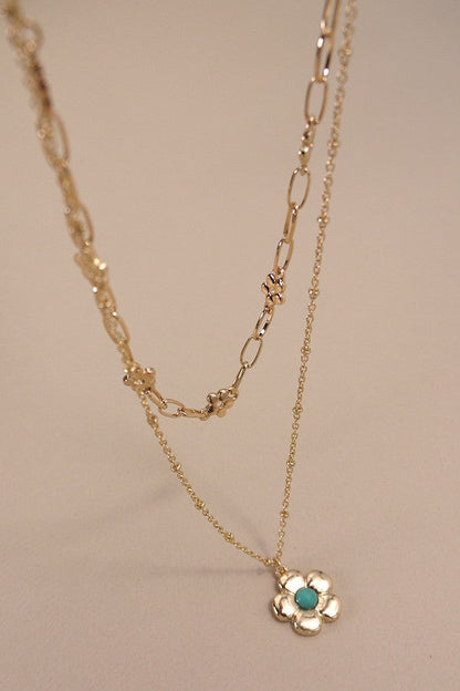 Double Layer Flower Pendant Necklace