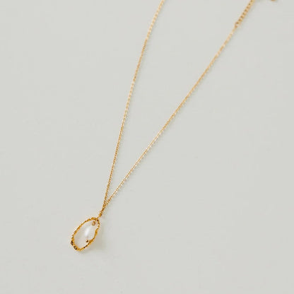 Drop Pearl Open Circle Pendant Necklace
