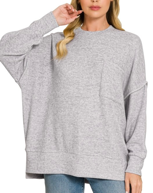 Sweater Weather Pocket Sweater Heather Grey
