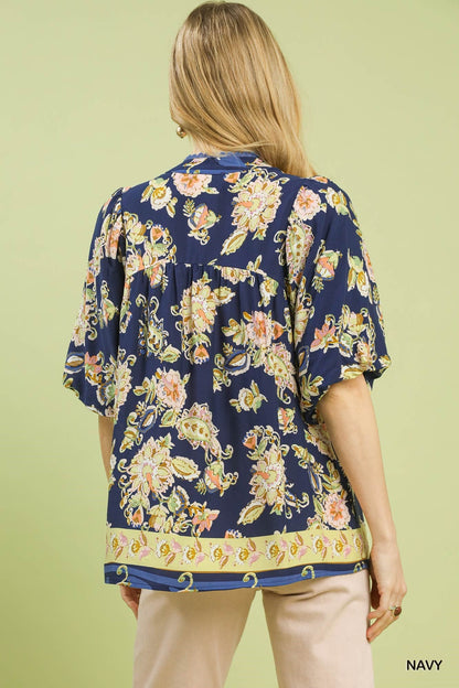 UMGEE Navy Floral Top