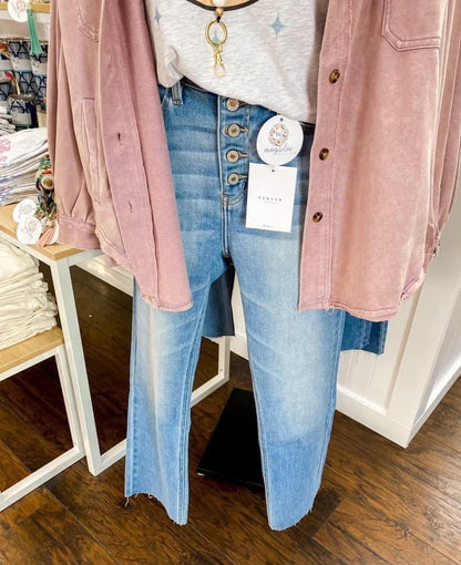 KanCan Emily Button Down Straight Jean