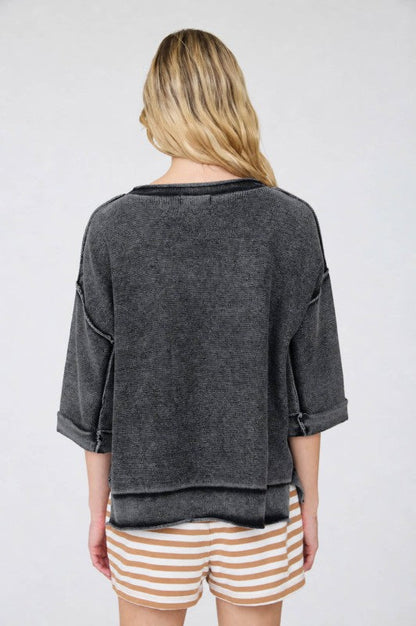 Mineral Washed Everything Sweater Vintage Black