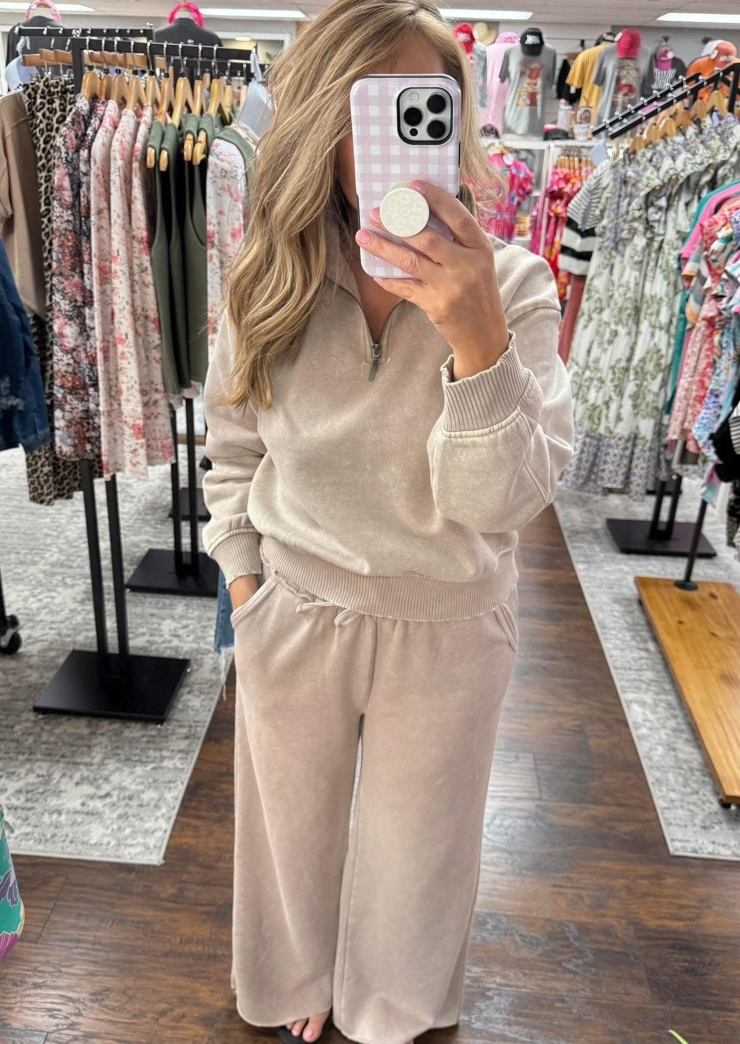 Mineral Wash Full Length Lounge Pant Ash Mocha