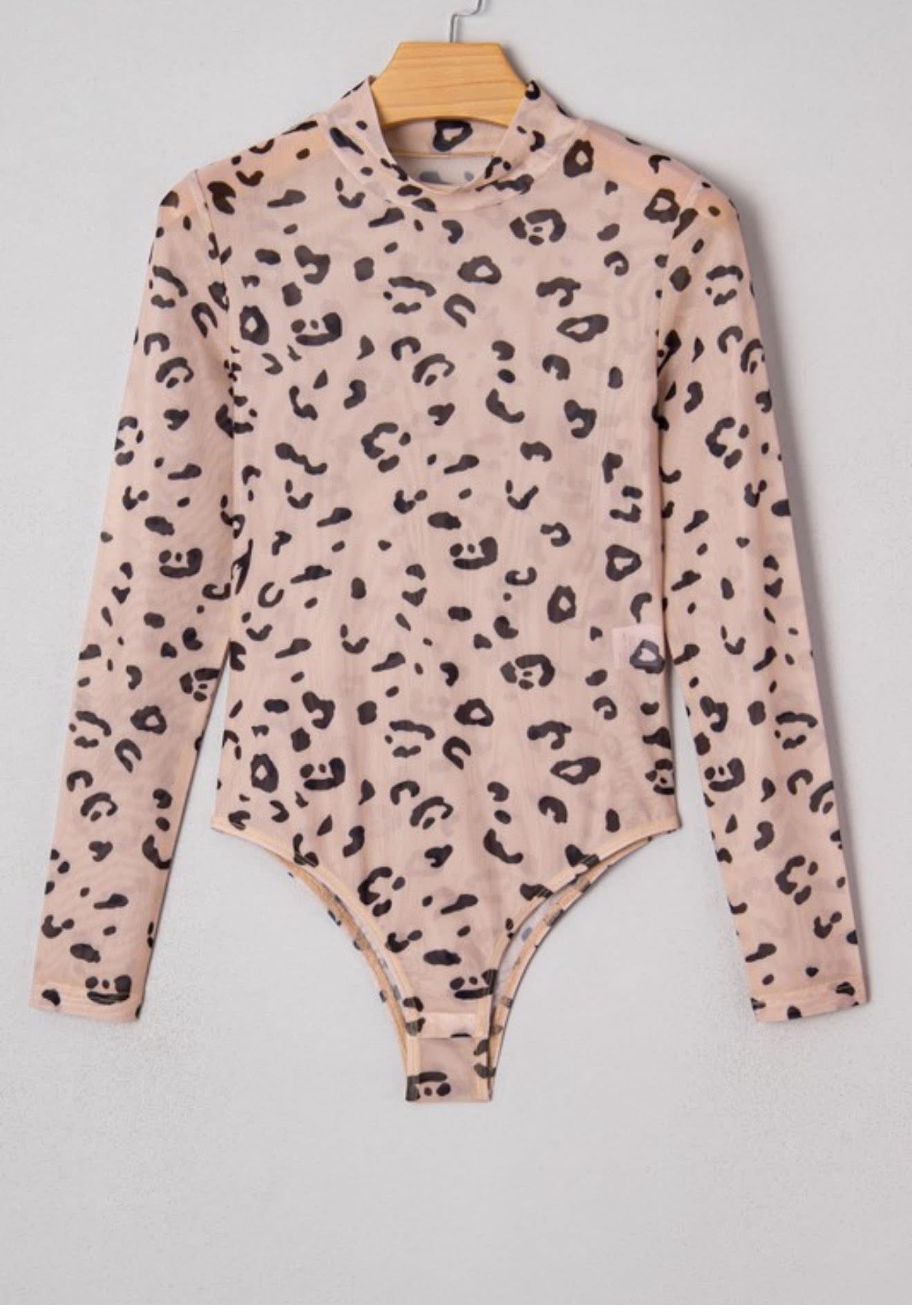 Khaki Leopard Mesh Layering Bodysuit