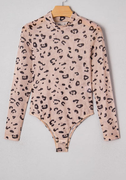 Khaki Leopard Mesh Layering Bodysuit