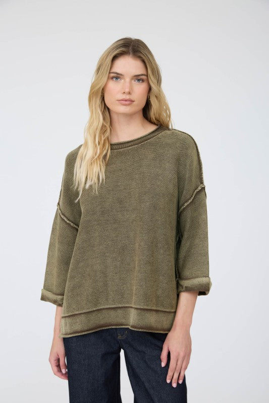 Mineral Washed Everything Sweater Mocha