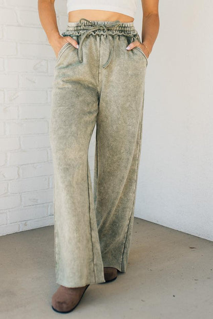 Mineral Wash Full Length Lounge Pant Light Olive