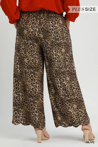 UMGEE Leopard Wide Leg Pant Olive Mix