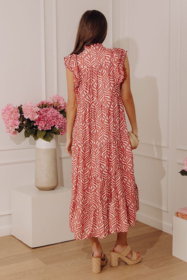 UMGEE Leaf Print Abstract Dress Rose