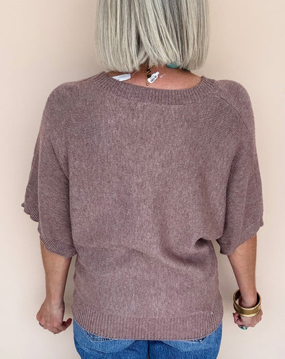 Elbow Sleeve Solid Sweater Light Mocha